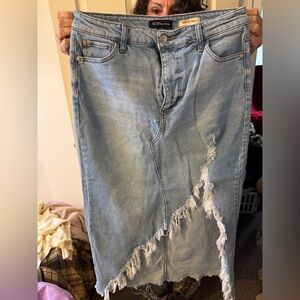 BCBG Distressed Denim Skirt